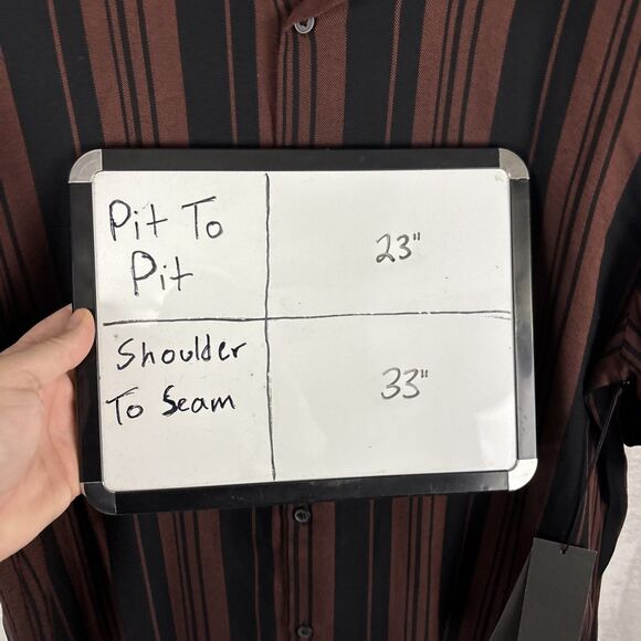 Shaquille O'Neal Shirt Mens LT Cherry Stripe Short Sleeve Button Up Rayon NWT - Picture 6 of 6